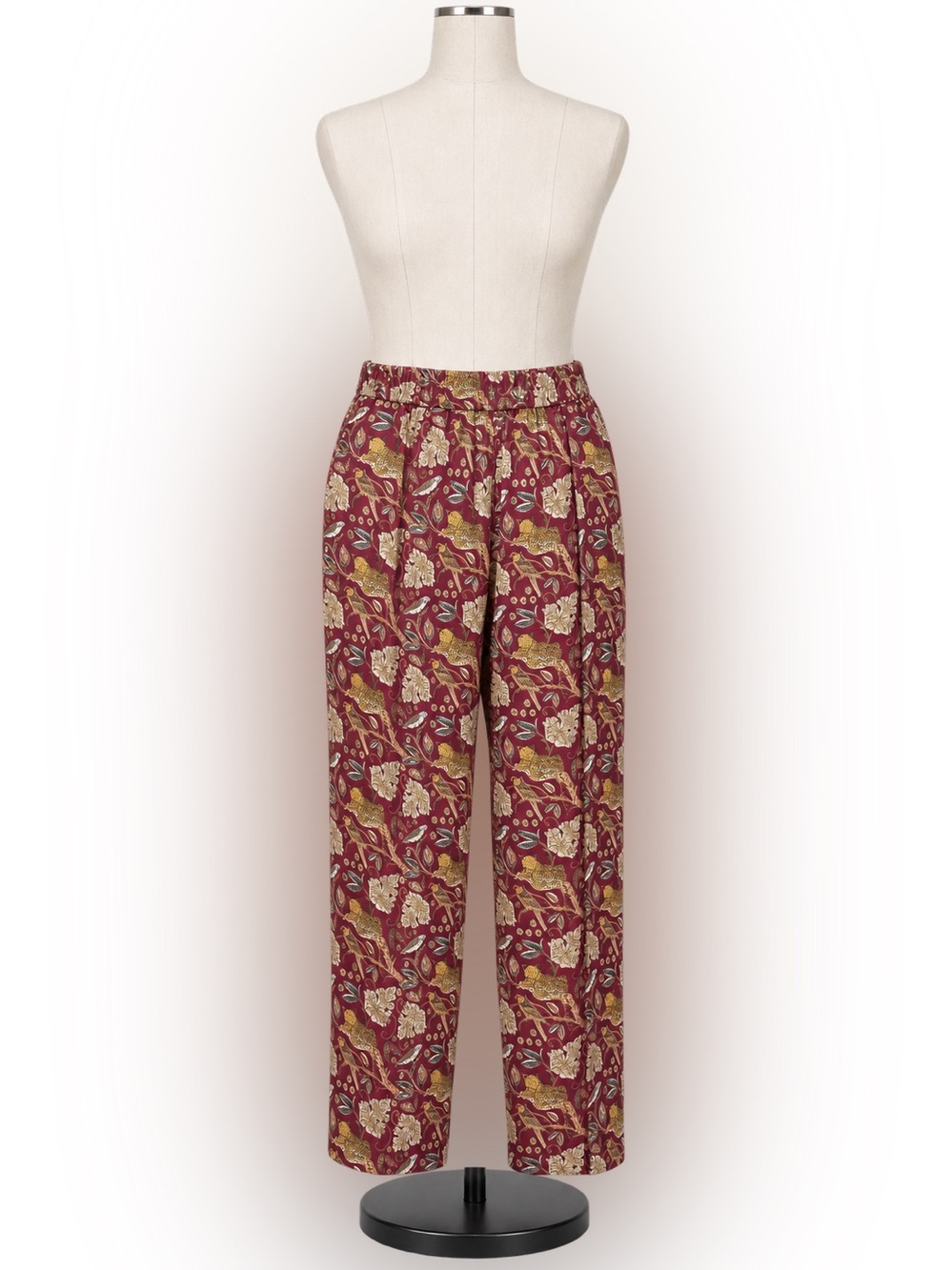 J.Crew Collection Silk Twill Pull-On Pants Jungle Cat Floral Burgundy Size 6 NWT